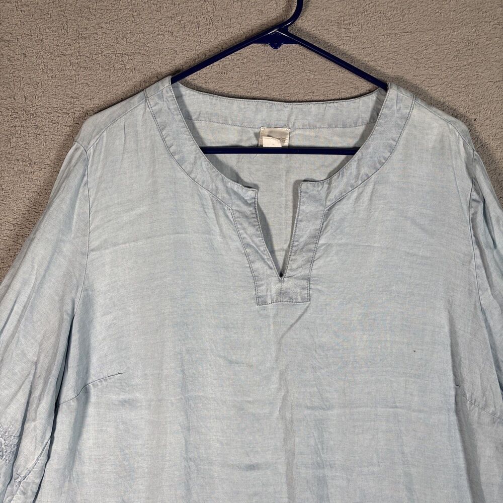 Chicos Tunic Top Size XL‎ (3) Powder Blue Crochet Boho Bohemian Fairy Witchy - Picture 3 of 16